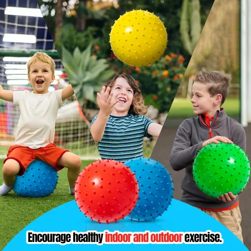 Miniatura 3 de New Bounce Knobby - Juego de 4 bolas inflables sensoriales con bomba de 8.5 pulgadas para niños, juguetes texturizados para niños, terapia