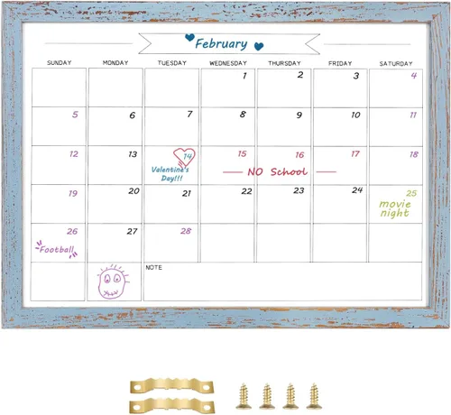 Miniatura 15 de Pizarra blanca de calendario mensual de borrado en seco, pizarra blanca magnética para pared, tablero colgante para oficina, escuela en casa, Negro