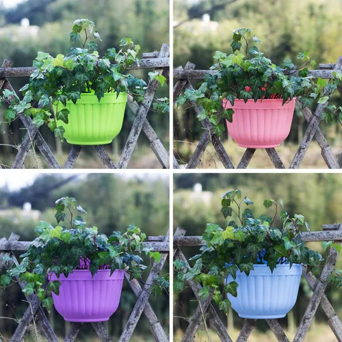 Miniatura 5 de Maceta de resina colorida para colgar en la pared, 8 unidades, maceta vertical para jardín, sala de estar, ventana, colgar en interiores