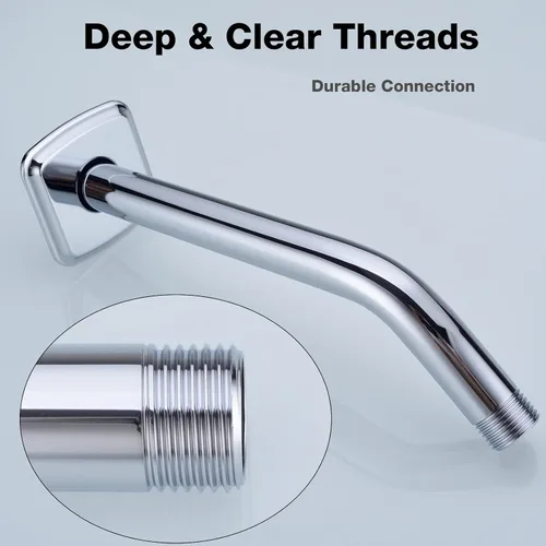 Miniatura 3 de TRUSTMI Brazo de ducha en ángulo con brida montado en la pared, tubo de extensión de repuesto curvado de 9 pulgadas para cabezal de ducha fijo