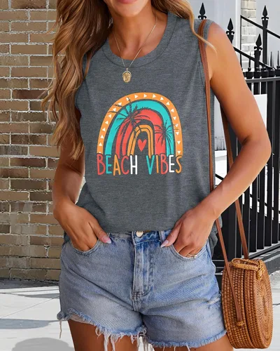 Miniatura 7 de Camisetas sin mangas para mujer, camisetas de verano sin mangas, casuales, holgadas, blusas tipo túnica