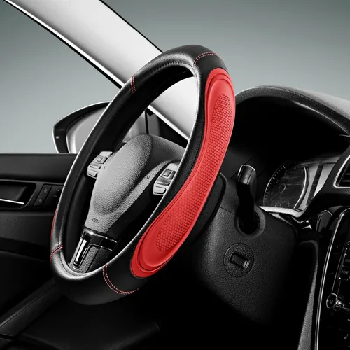 Miniatura 11 de Road Comforts Funda para volante de automóvil, funda de cuero de microfibra para volante de 14.5 a 15 pulgadas, antideslizante, para hombres