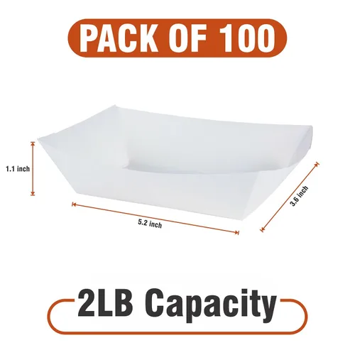 Miniatura 7 de Bandejas de papel blanco de 2 lb - Paquete de 100