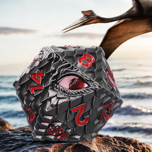 Miniatura 4 de 1 dado de metal D20 DND – Dados poliédricos gigantes metálicos de 20 caras, dados grandes de 1.378 in de ojo de dragón para juego de mesa