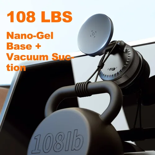 Miniatura 2 de Soportes de teléfono para tu automóvil [base de nano-gel de 108 libras + succión al vacío y 3600 gf magnético] Soporte ajustable de 360°
