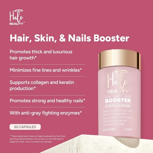 Miniatura 2 de Halo Beauty Suplemento para la piel y las uñas Crecimiento del cabello más grueso, piel radiante y uñas fuertes con biotina, palma enana americana