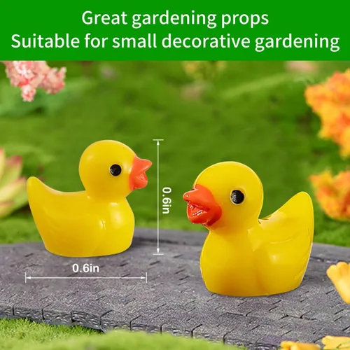 Miniatura 3 de 200 piezas de mini patos de resina amarillos pequeños patitos para proyectos escolares, personajes en miniatura, jardín de hadas, paisaje, acuario
