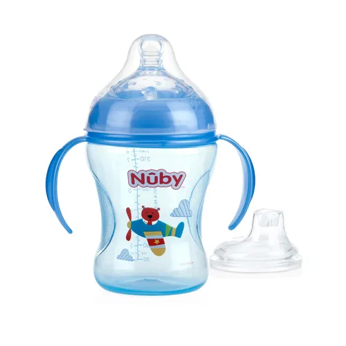 Miniatura 3 de Nuby Enfermera de 3 etapas antigoteo con cuello ancho, botella a taza para sorber, paquete de 3, 11 onzas, más de 3 meses