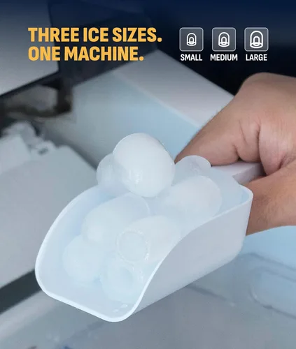 Miniatura 6 de NewAir Máquina de hielo de encimera de 50 lb. Máquina de hielo portátil tipo bala 12 cubos en 7 minutos, 3 tamaños de hielo Acero inoxidable
