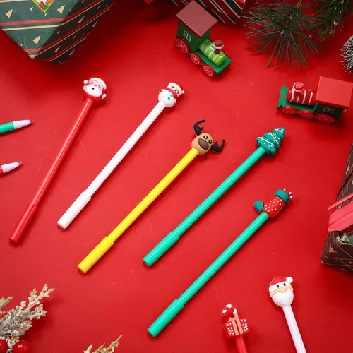 Miniatura 5 de 36 herramientas de escritura de tinta de gel de Navidad a granel, personajes divertidos de dibujos animados, Papá Noel, muñeco de nieve, árbol