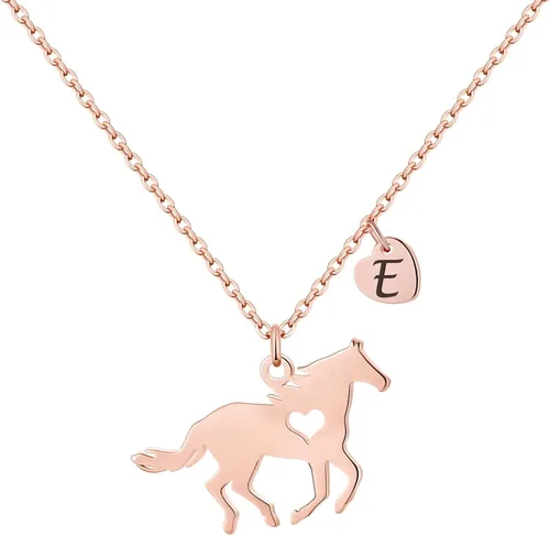 MONOOC Regalos de Pascua para niños y niñas, regalos de caballo para niñas, collar de caballo de acero inoxidable para niñas, joyería para niños,