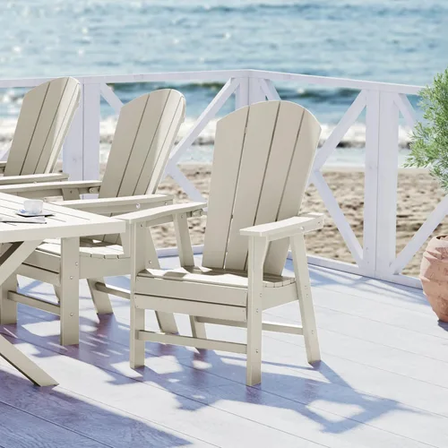 Miniatura 60 de WestinTrends Malibu Outdoor Patio HDPE Adirondack Silla de comedor para patio, color negro