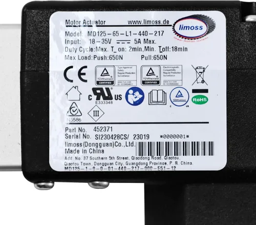 Miniatura 3 de Fromann Limoss 452371 Modelo MD125-75-L1-440-217 para sillas elevadoras reclinables eléctricas reemplazo del actuador del motor