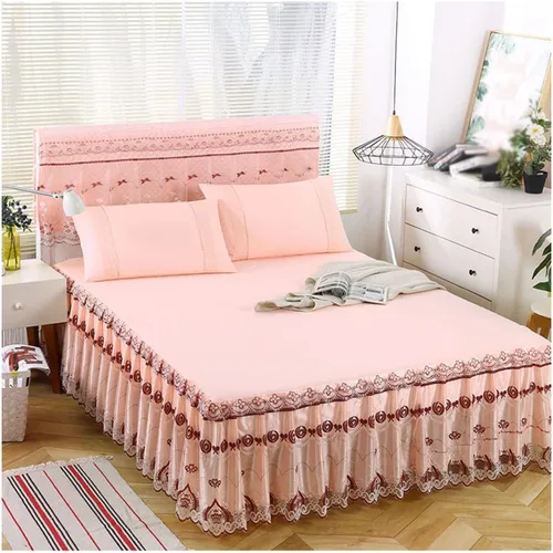 Miniatura 10 de OTBK Falda de cama individual blanca con volantes y borlas, estilo bohemio, falda de cama con encaje, volantes, floral, Shabby Chic juegos de ropa