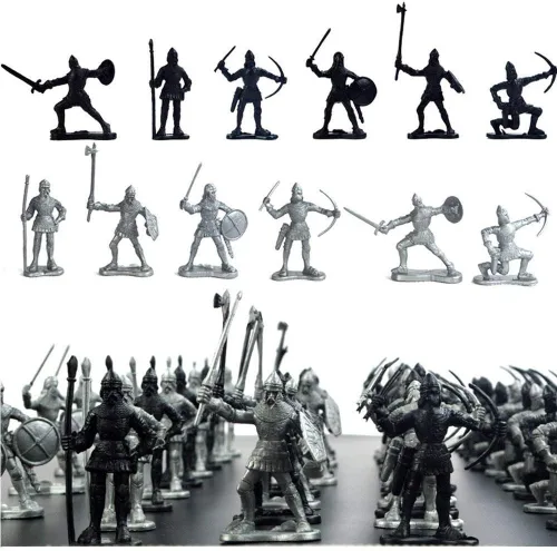 Miniatura 5 de 60 piezas figuras de soldados medievales modelo de soldados del ejército romano antiguo estatuas soldados de la edad media infantería arquero