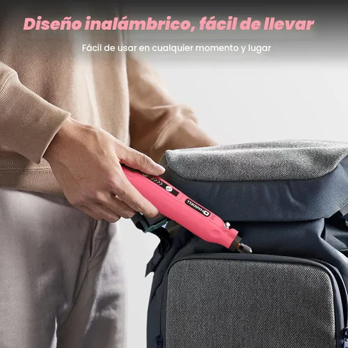 Miniatura 6 de HARDELL Mini herramienta giratoria inalámbrica, kit de herramientas rotativas recargables de 5 velocidades de 3.7 V con 69 accesorios, carga USB