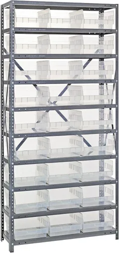 Miniatura 47 de Quantum QSBU-245BK Heavy Duty Shelving Unit with (7) Shelves and (24) QUS245 Black Bins for Garage Warehouse Storage Distribution 400 lb Load