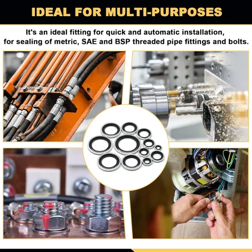 Miniatura 7 de Siptenk Juego de 165 arandelas de sellado autocéntricas automotrices surtidas de metal chapado en zinc negro NBR Dowty sellando junta tórica Juego