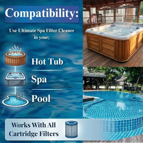 Miniatura 5 de Limpiador de filtros de spa definitivo en aerosol de acción rápida. Limpieza instantánea para filtros de bañera de hidromasaje y piscina sin dejar