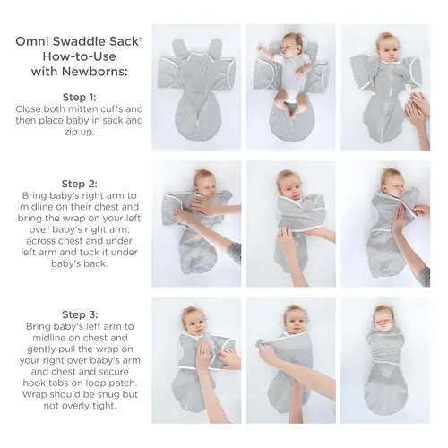 Miniatura 6 de SwaddleDesigns Saco de Envolver Omni de 6 Vías con Brazos Arriba para Recién Nacido, Más Opciones para Calmar el Reflejo de Moro, Mejora el Sueño