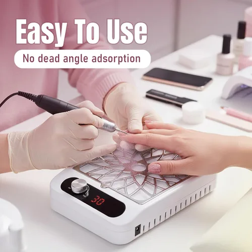 Miniatura 2 de Aspirador colector de polvo de uñas para técnicos de uñas – Potente succión, ventilador silencioso de 3 velocidades, filtro HEPA reutilizable