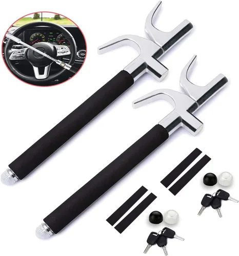 Miniatura 9 de VaygWay Cerradura antirrobo universal para volante de automóvil con interruptor de ventana de emergencia y 3 llaves, cuerpo de acero duradero