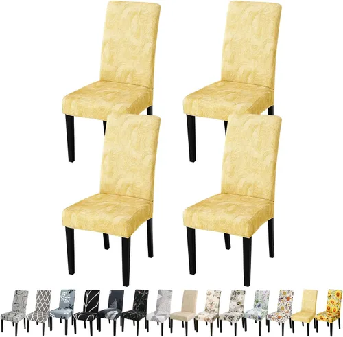 Miniatura 10 de JQinHome Juego de 8 fundas para sillas de comedor, fundas de alta elasticidad extraíbles y lavables, fundas protectoras de asiento para silla