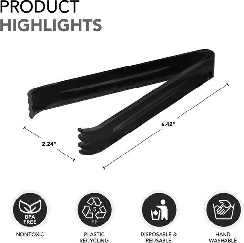 Miniatura 2 de Party Essentials Pinzas para servir de plástico duro de 6-1/2", color negro, 4