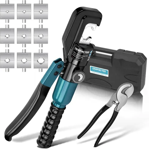 Miniatura 11 de Herramienta de prensado hidráulico, kit de herramientas de crimpado de alambre hidráulico de 16 toneladas con cortador de cables y 13 pares