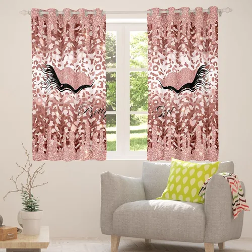 Miniatura 4 de Cortinas de pestañas femeninas con estampado de animales, cortinas y cortinas de lujo estilo princesa, 76 pulgadas de ancho x 45 pulgadas de largo