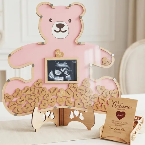 Miniatura 12 de The Real Bossy Baby - Marco de libro de invitados de oso de peluche para baby shower - Revelación de género - Cumpleaños - Exhibición de caja