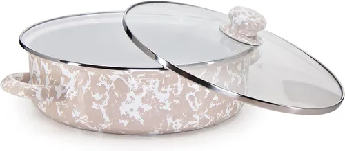 Miniatura 2 de Golden Rabbit Esmalte - Patrón de remolino gris pardo - Sartén para saltear de 3 cuartos