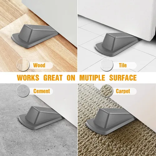 Miniatura 4 de Crosize Topes de puerta para parte inferior de la puerta, topes de puerta de goma premium, cuña de puerta resistente para alfombra, baldosa, Blanco