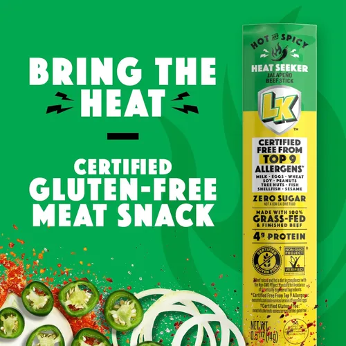 Miniatura 4 de Lorissa's Kitchen Heat Seeker - Mini palitos de carne de jalapeño (paquete de 24) palitos de carne de 0.5 onzas, bocadillos proteicos listos