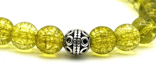Miniatura 2 de Pulsera de serenidad hecha a mano con cuentas de peridoto de 0.315 in y cuentas de plata de ley 925
