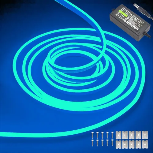 Miniatura 10 de dobestyou - Tira de luces LED de neón naranja - 16.4 pies (5 m) 12 V CC, 600 LED SMD2835, impermeable, flexible, luz de cuerda para decoración