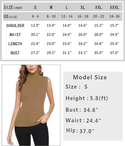 Miniatura 5 de Totatuit Women's Spring Sleeveless Turtlenecks Tops Mock Neck Ribbed Solid Pullover Tank