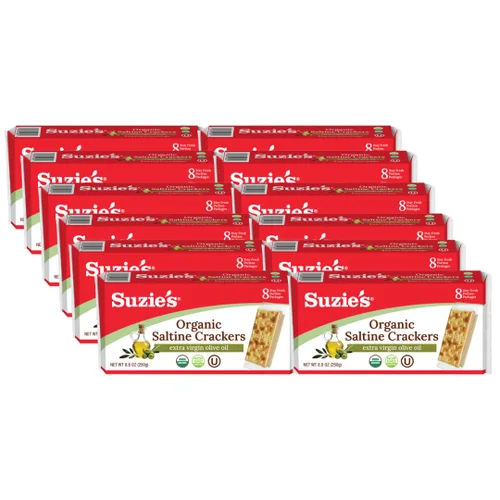 Miniatura 10 de Galletas Saladas Orgánicas Suzie's, Romero y Sésamo, Bocadillos Horneados Gourmet Saludables para Adultos y Niños - Paquete de 6, 8.8 oz Cada Una
