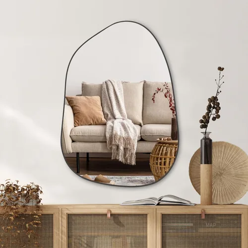 Miniatura 10 de PERFNIQUE Espejo de pared irregular asimétrico, espejo dorado de 27 x 19 pulgadas, espejo dorado para baño, dormitorio, sala de estar, entrada