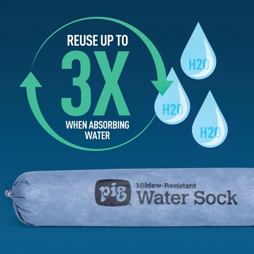Miniatura 6 de PIG Calcetín absorbente resistente al moho Serpiente absorbente de agua 3 pulgadas de ancho x 10 pies de largo Absorbe hasta 2.5 galones por