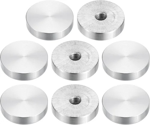 Miniatura 10 de uxcell M6 Rosca 0.787 in de diámetro de forma redonda de aluminio disco hardware 1pcs, aluminio círculo disco vidrio adaptador superior para mesa