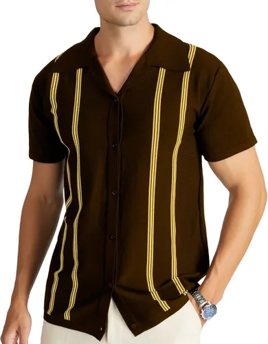 V VALANCH Camisas polo de punto para hombre, manga corta, estilo vintage, para verano, casual, para golf