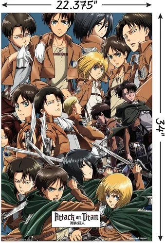 Miniatura 5 de Trends International Attack on Titan - Póster de pared, 22.375 x 34 pulgadas, póster y paquete de montaje Paquete de póster y montaje