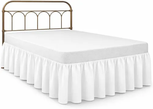 Expertise Falda de cama de ajuste a medida, sin arrugas, con volantes para polvo, 100% microfibra, con esquinas divididas y volantes, falda de cama
