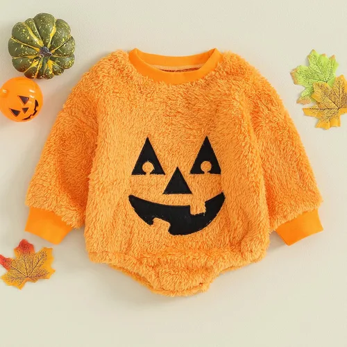 Miniatura 2 de Mameluco de manga larga para bebé, niña, niño, Halloween, overol de fantasma, mameluco de una pieza con capucha para otoño e invierno