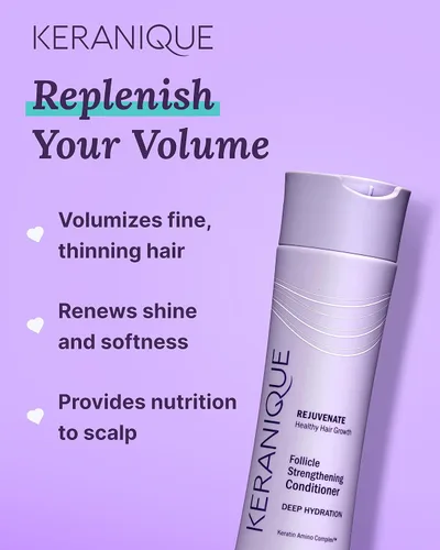 Miniatura 4 de Keranique Acondicionador de queratina de hidratación profunda para el crecimiento del cabello y adelgazamiento del cabello, voluminizador, 8 onzas