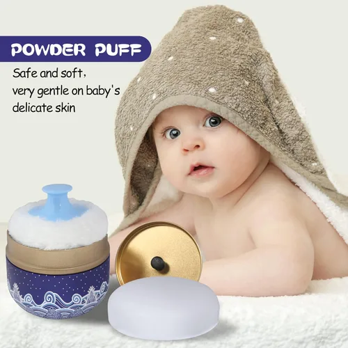Miniatura 3 de Estuche de Polvo Corporal WEMEGA con Aplicador de Polvo, Contenedor de Polvo, Caja de Té para Polvo Corporal y Facial para Bebés y Mujeres, Estuche
