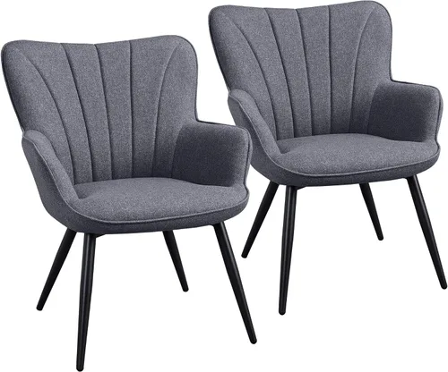 Miniatura 21 de Yaheetech Sillón de piel sintética, silla moderna con patas de metal, cómoda silla tapizada para sala de estar, dormitorio, tocador, marrón, 2 piezas