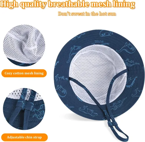 Miniatura 3 de Sombrero de sol para bebé, para verano, playa, protección solar UPF 50+, sombrero de ala ancha para niños pequeños