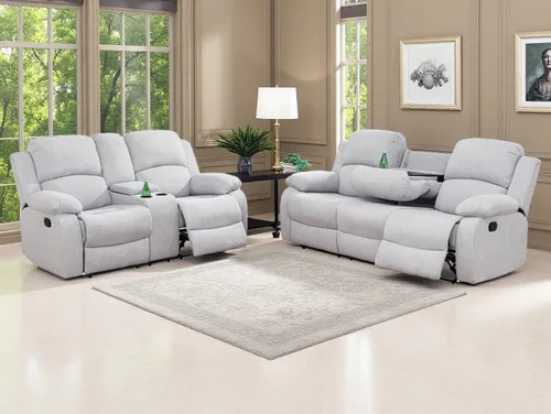 Miniatura 44 de Sofá reclinable manual moderno, sofá reclinable de cuero de 3 plazas, sofá reclinable de sala de estar, sofá con portavasos y mesa abatible